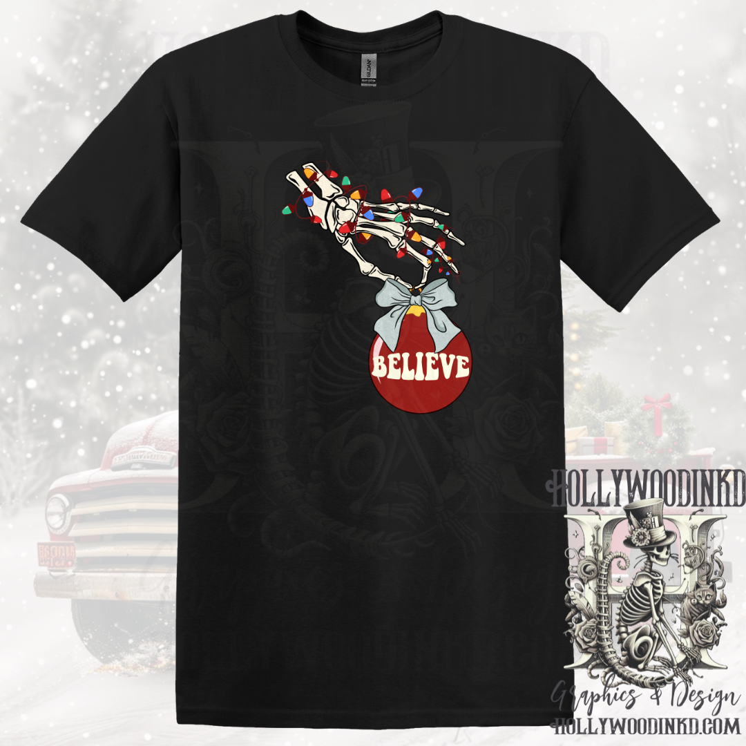 Believe Christmas Ornament Graphic T-Shirt