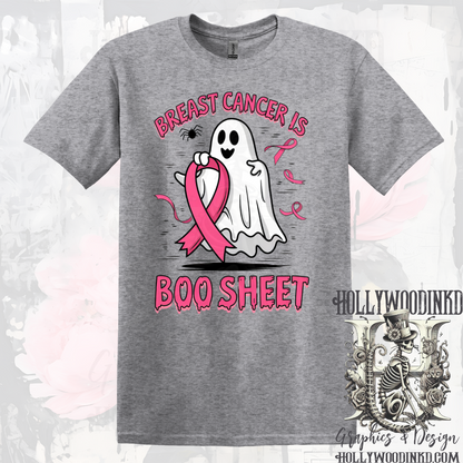 Cancer is Boo Sheet Ghost Halloween Cancer Awareness Graphic T-Shirt