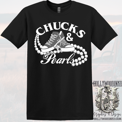 Chucks and Pearls Boujie Funny Graphic T-Shirt