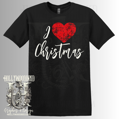 I Love Heart Christmas Sarcastic Funny Christmas Graphic T-Shirt