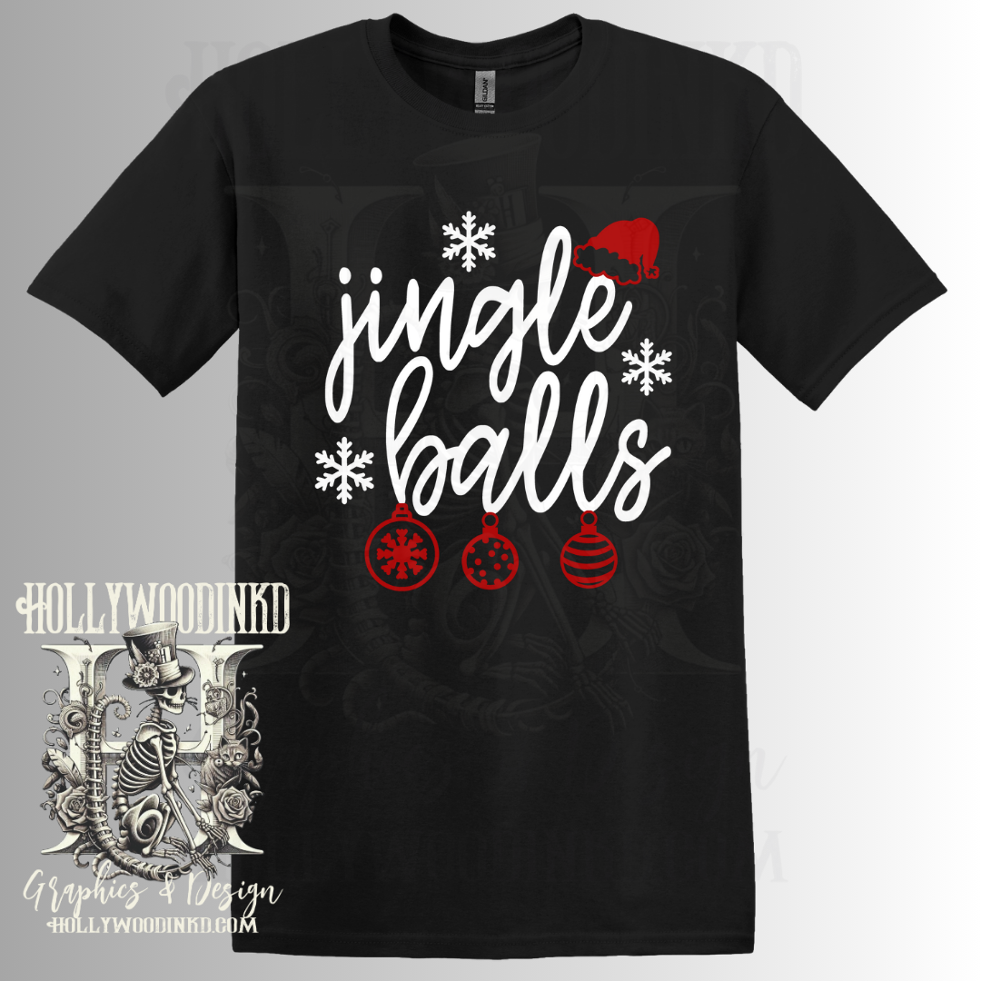 Jingle Balls Couples Sarcastic Funny Christmas Graphic T-Shirt