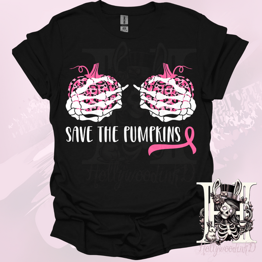 Save The Pumpkins Breast Cancer Awareness Graphic T-Shirt