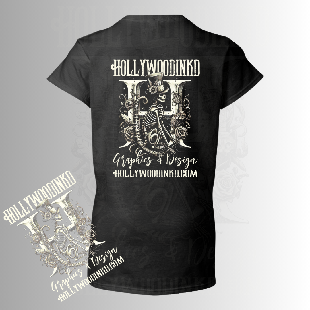 HollywoodinkD Brand Black V-neck Original Graphic T-Shirt