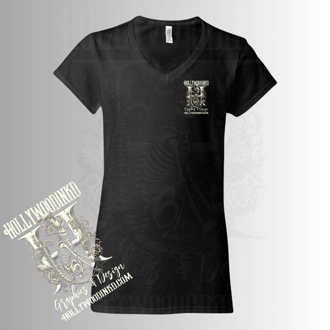 HollywoodinkD Brand Black V-neck Original Graphic T-Shirt